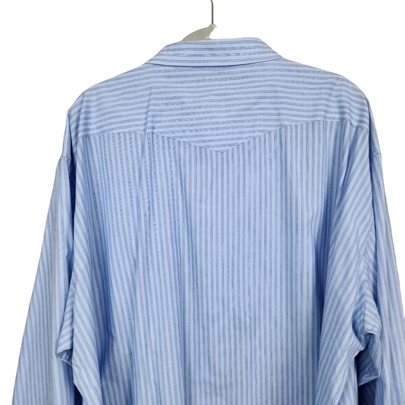 Panhandle Pearl Button Blue Striped Button Down Shirt Men's Neck Size 20 4XL - Picture 6 of 12